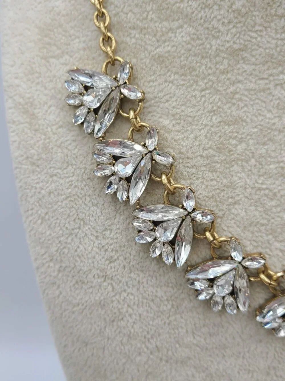 J Crew Gold Tone Clear Crystal Necklace - Picture 7 of 10